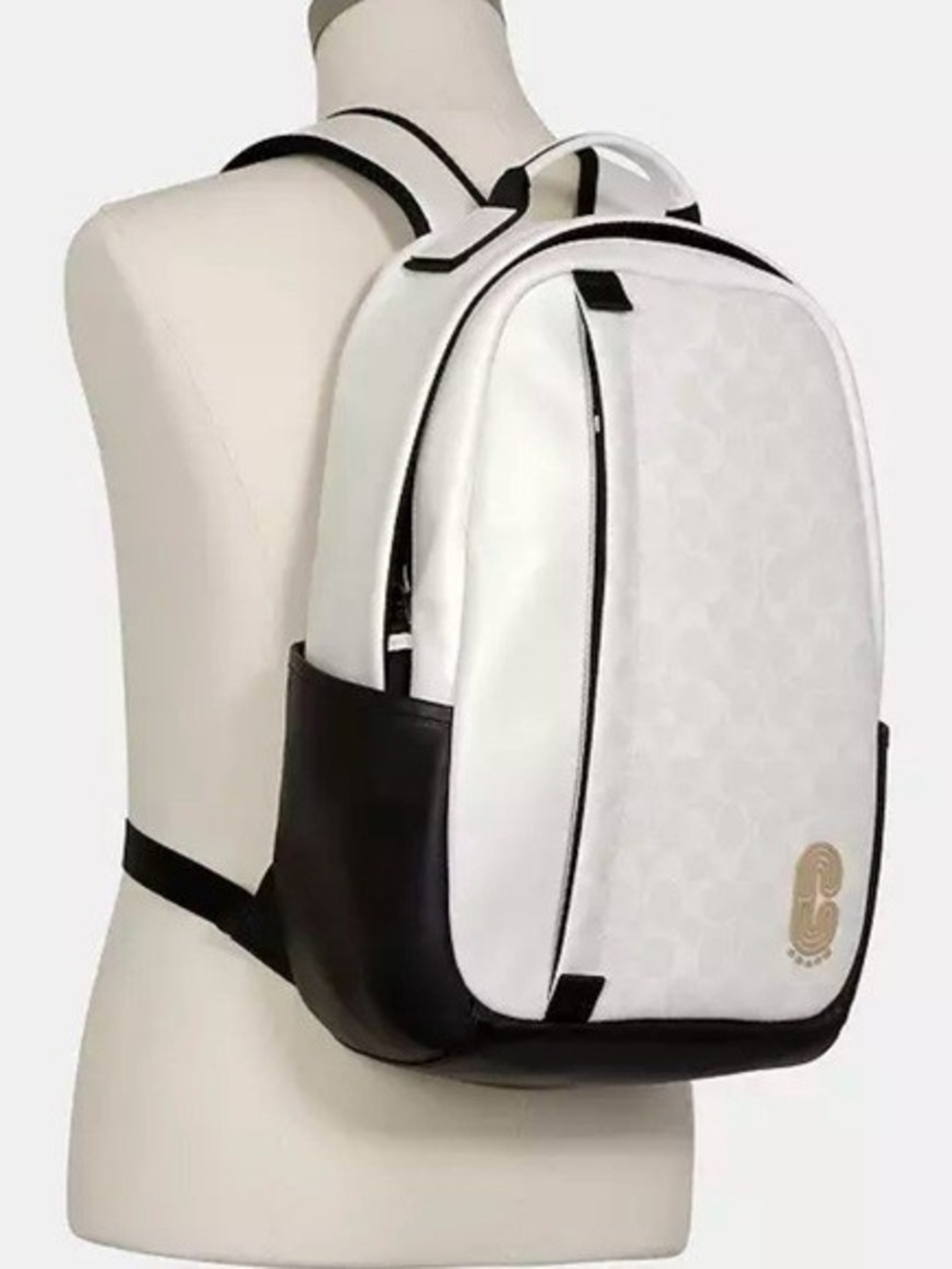 Coach Edge Colorblock White and Black Logo Sling Bag Backpack